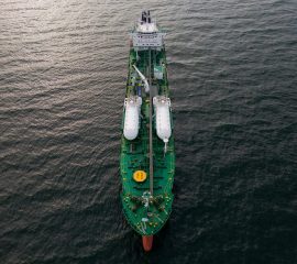 Aerial view oil ship tanker carrier oil on the sea